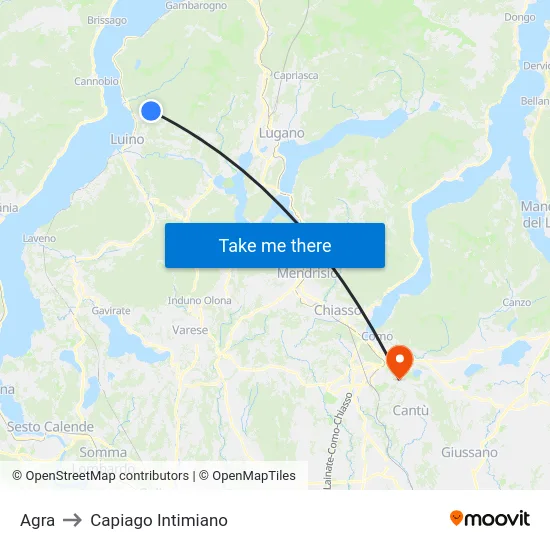 Agra to Capiago Intimiano map