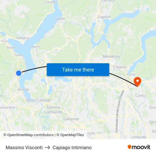 Massino Visconti to Capiago Intimiano map