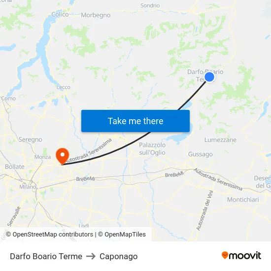 Darfo Boario Terme to Caponago map