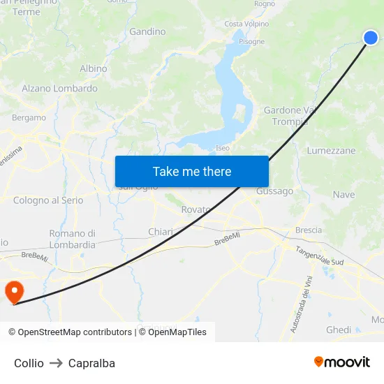Collio to Capralba map