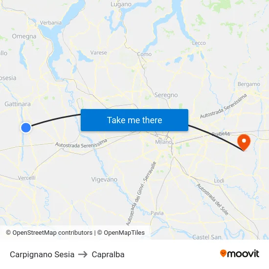 Carpignano Sesia to Capralba map