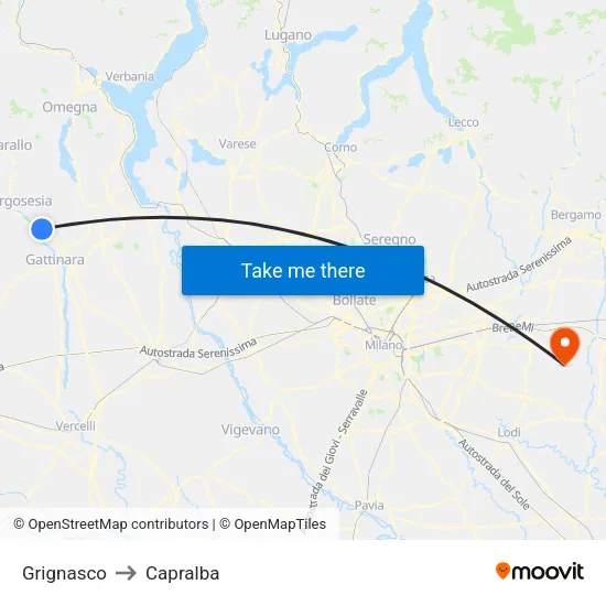 Grignasco to Capralba map