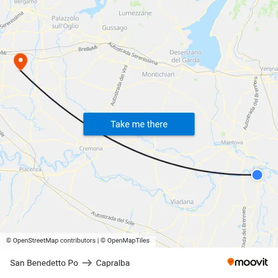 San Benedetto Po to Capralba map