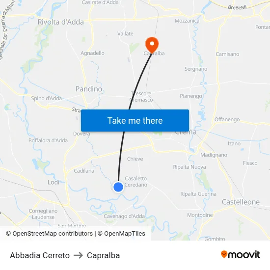 Abbadia Cerreto to Capralba map