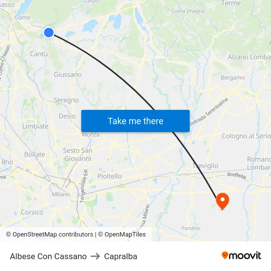 Albese Con Cassano to Capralba map