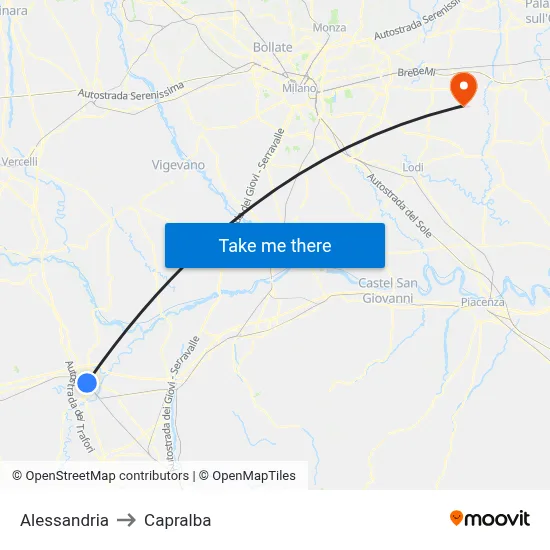 Alessandria to Capralba map