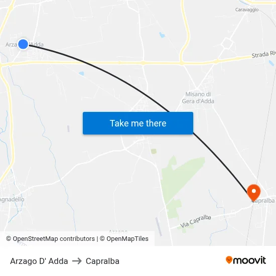 Arzago d'Adda to Capralba map