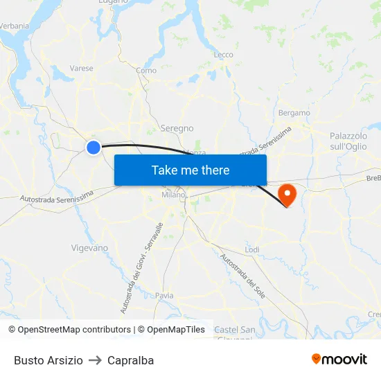 Busto Arsizio to Capralba map