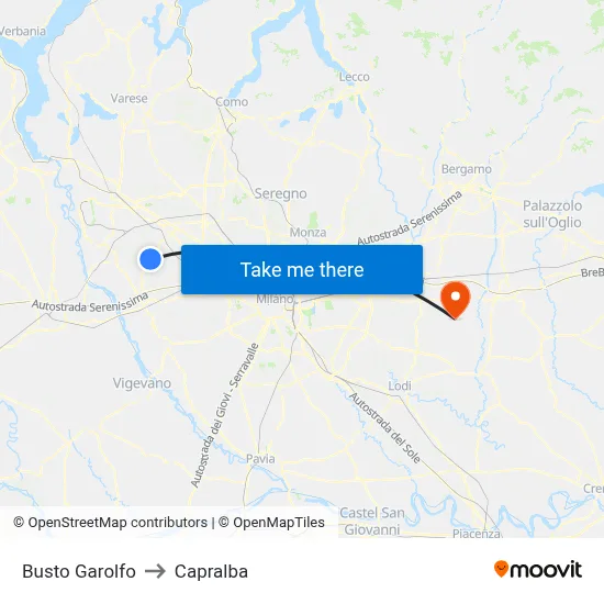 Busto Garolfo to Capralba map