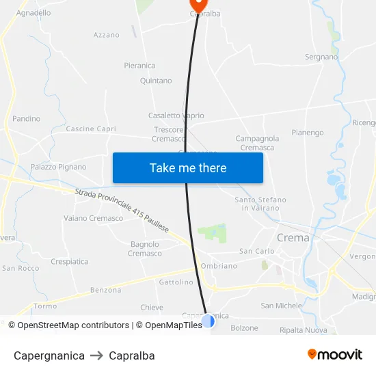 Capergnanica to Capralba map