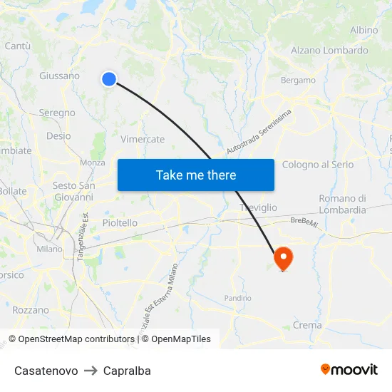 Casatenovo to Capralba map