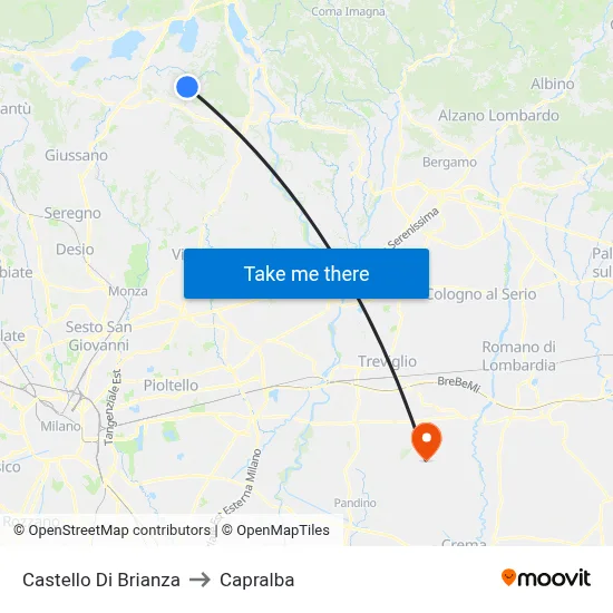 Castello Di Brianza to Capralba map