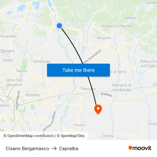 Cisano Bergamasco to Capralba map