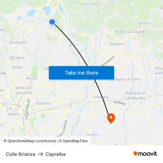 Colle Brianza to Capralba map
