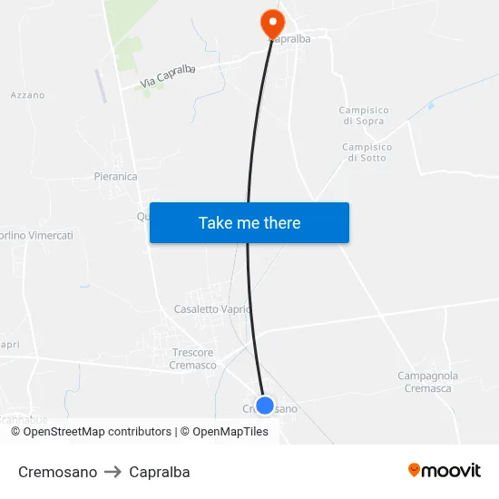 Cremosano to Capralba map