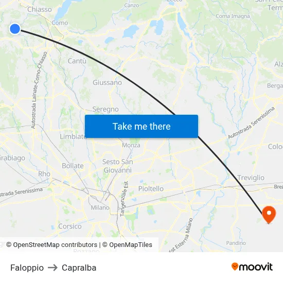 Faloppio to Capralba map