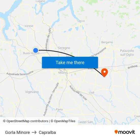 Gorla Minore to Capralba map