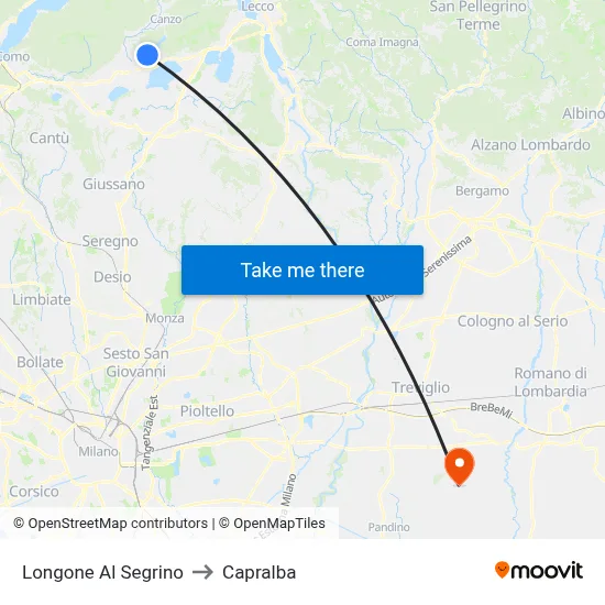 Longone Al Segrino to Capralba map
