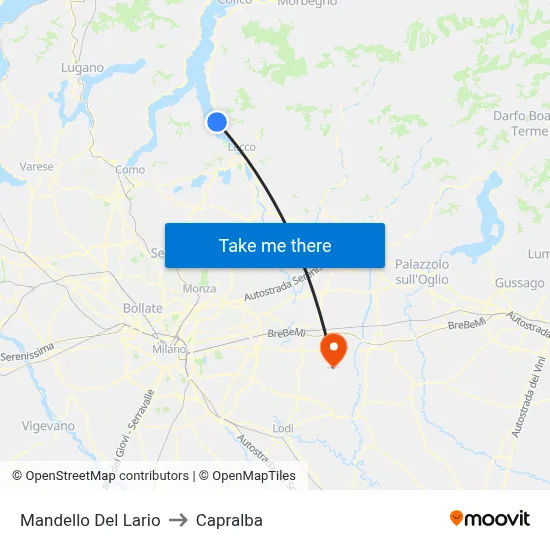 Mandello Del Lario to Capralba map
