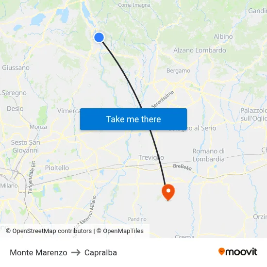 Monte Marenzo to Capralba map