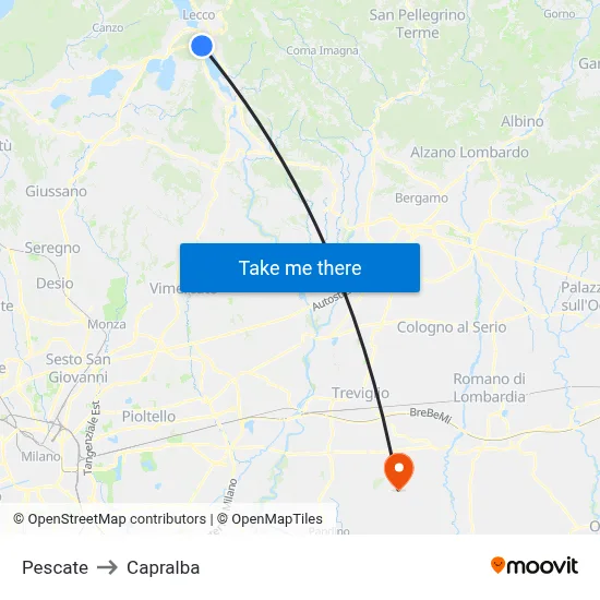 Pescate to Capralba map