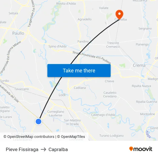 Pieve Fissiraga to Capralba map