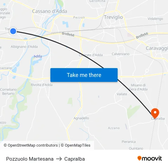 Pozzuolo Martesana to Capralba map