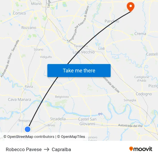 Robecco Pavese to Capralba map
