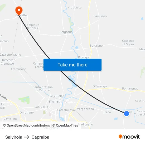 Salvirola to Capralba map
