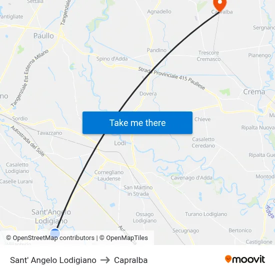 Sant' Angelo Lodigiano to Capralba map