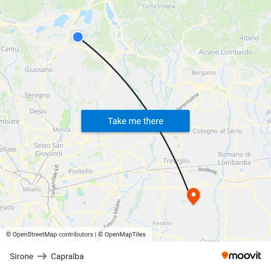 Sirone to Capralba map