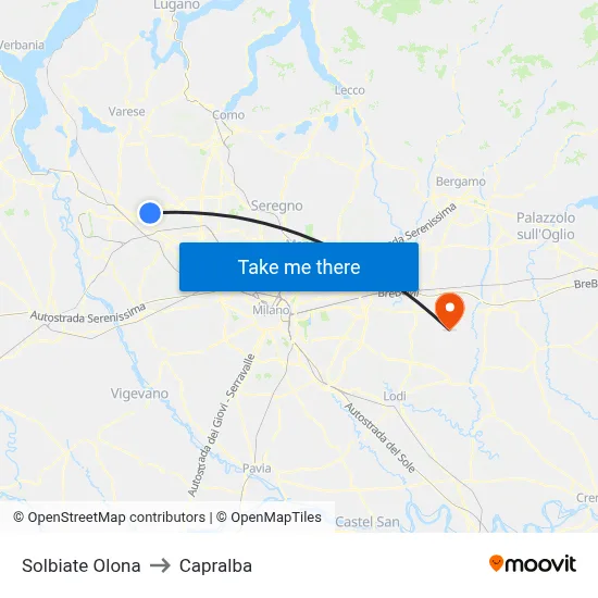 Solbiate Olona to Capralba map