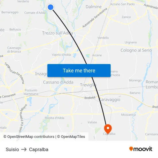 Suisio to Capralba map