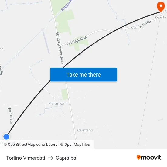 Torlino Vimercati to Capralba map