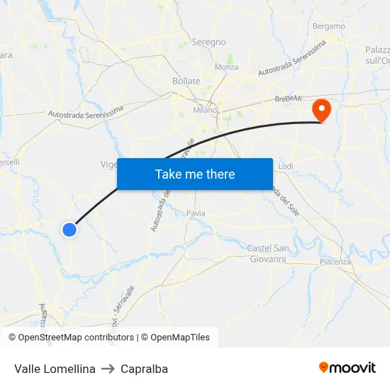 Valle Lomellina to Capralba map