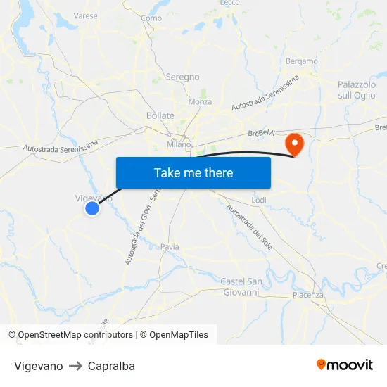 Vigevano to Capralba map