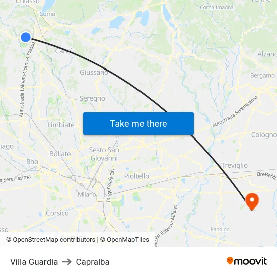 Villa Guardia to Capralba map