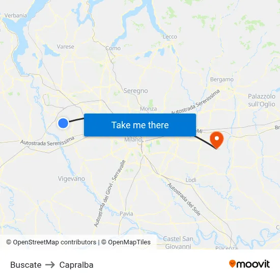 Buscate to Capralba map
