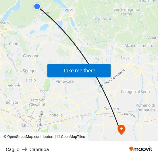 Caglio to Capralba map