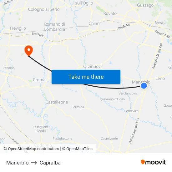 Manerbio to Capralba map