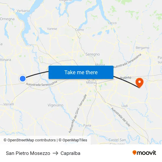 San Pietro Mosezzo to Capralba map