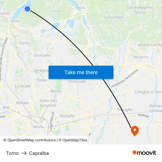 Torno to Capralba map