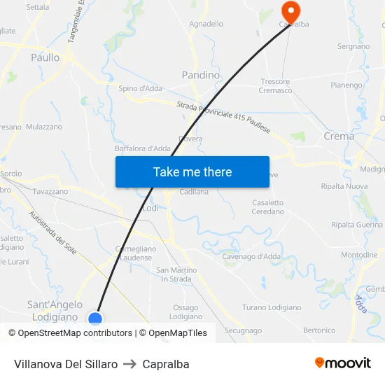 Villanova Del Sillaro to Capralba map