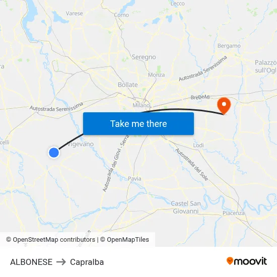 Albonese to Capralba map