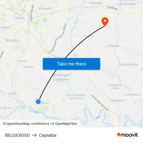 BELGIOIOSO to Capralba map