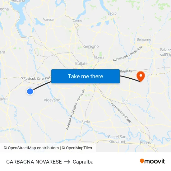 Garbagna Novarese to Capralba map