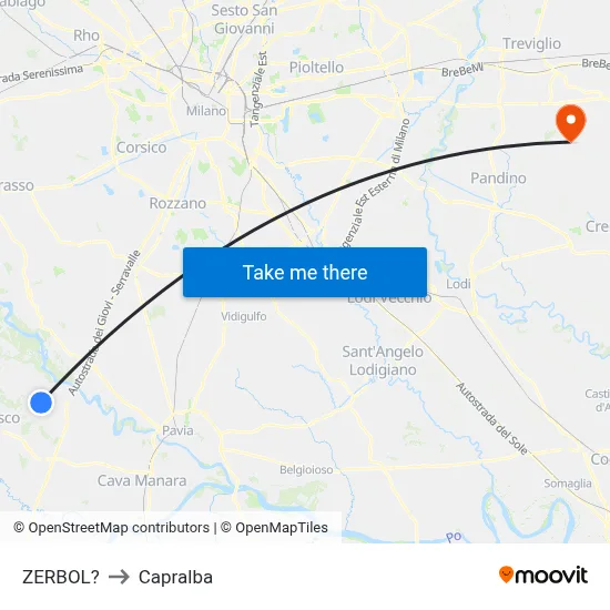 Zerbol to Capralba map