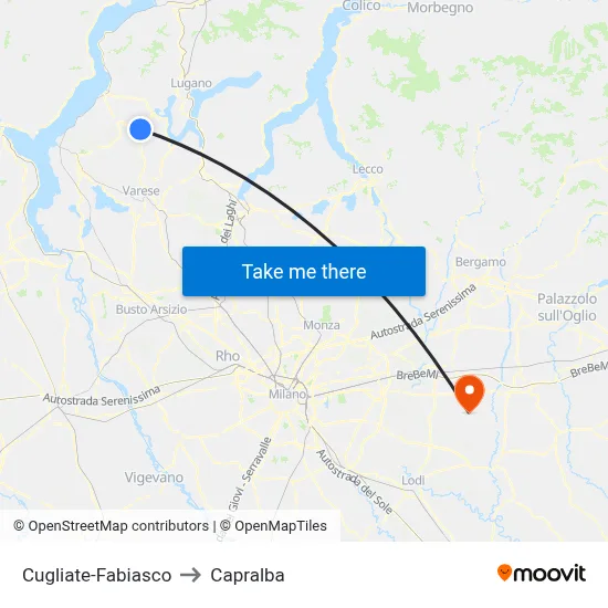 Cugliate-Fabiasco to Capralba map