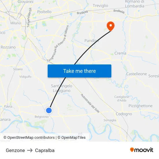 Genzone to Capralba map