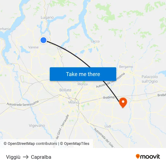 Viggiù to Capralba map